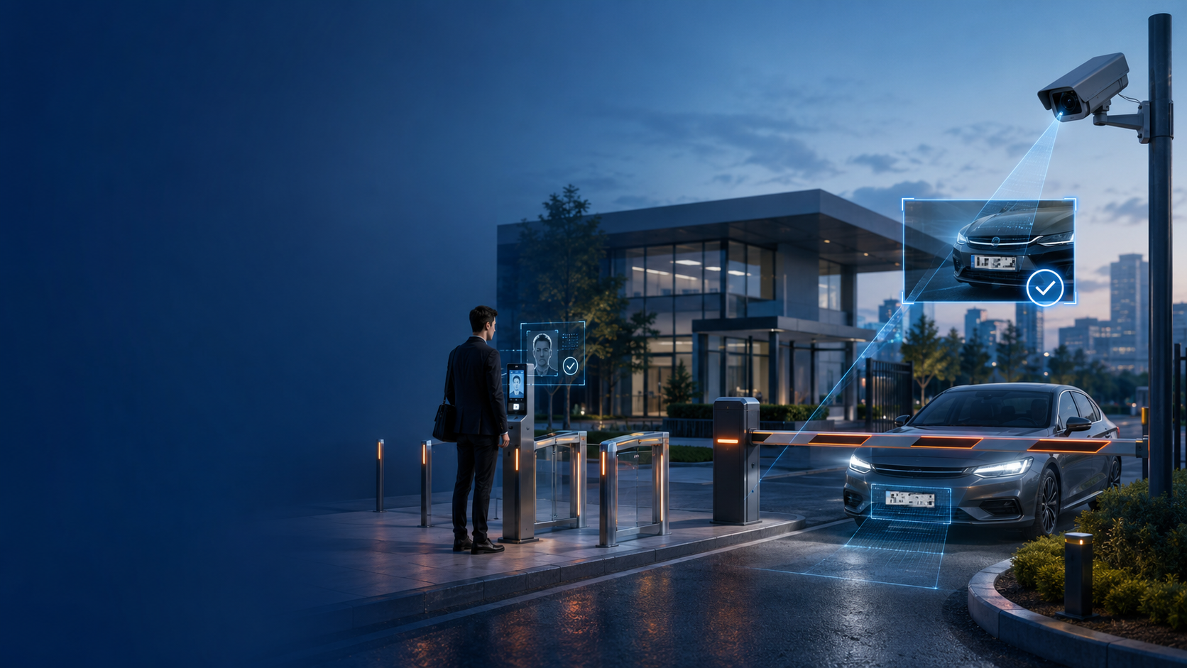 Vehicle and visitor access control with security cameras