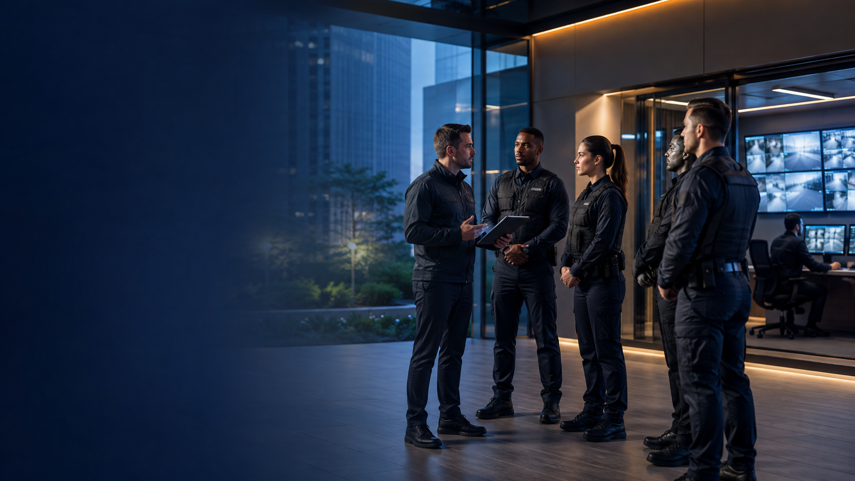 Security officers receiving an operational briefing
